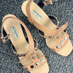Balenciaga Beige Studded Sandals